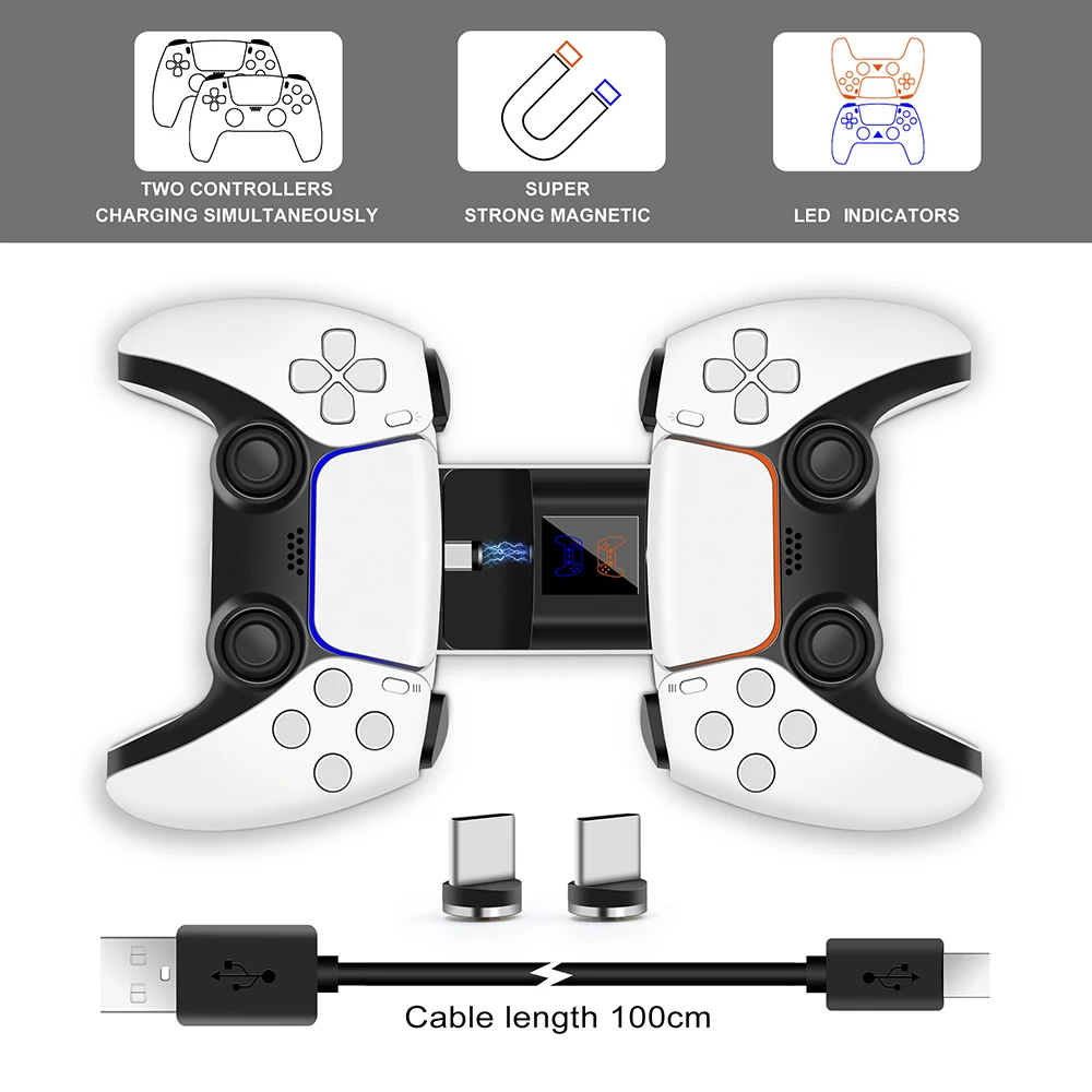 PS5 Vezeték nélküli Controller Töltő LED USB Töltő Dokkoló Állomás, 2V/5A Töltő Mágneses Felület a Playstation 5 Gamepad Kép 5