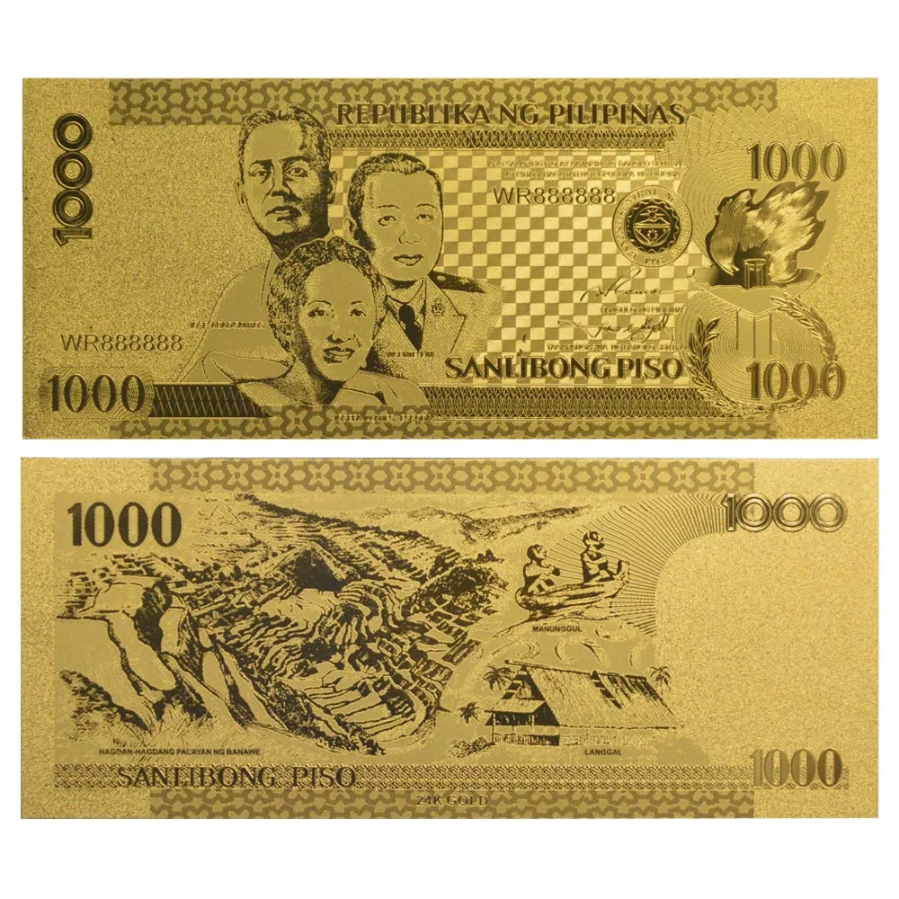 2010 Év Fülöp-Szigetek Bankjegy 1000 Piso Aranyozott Kép 2