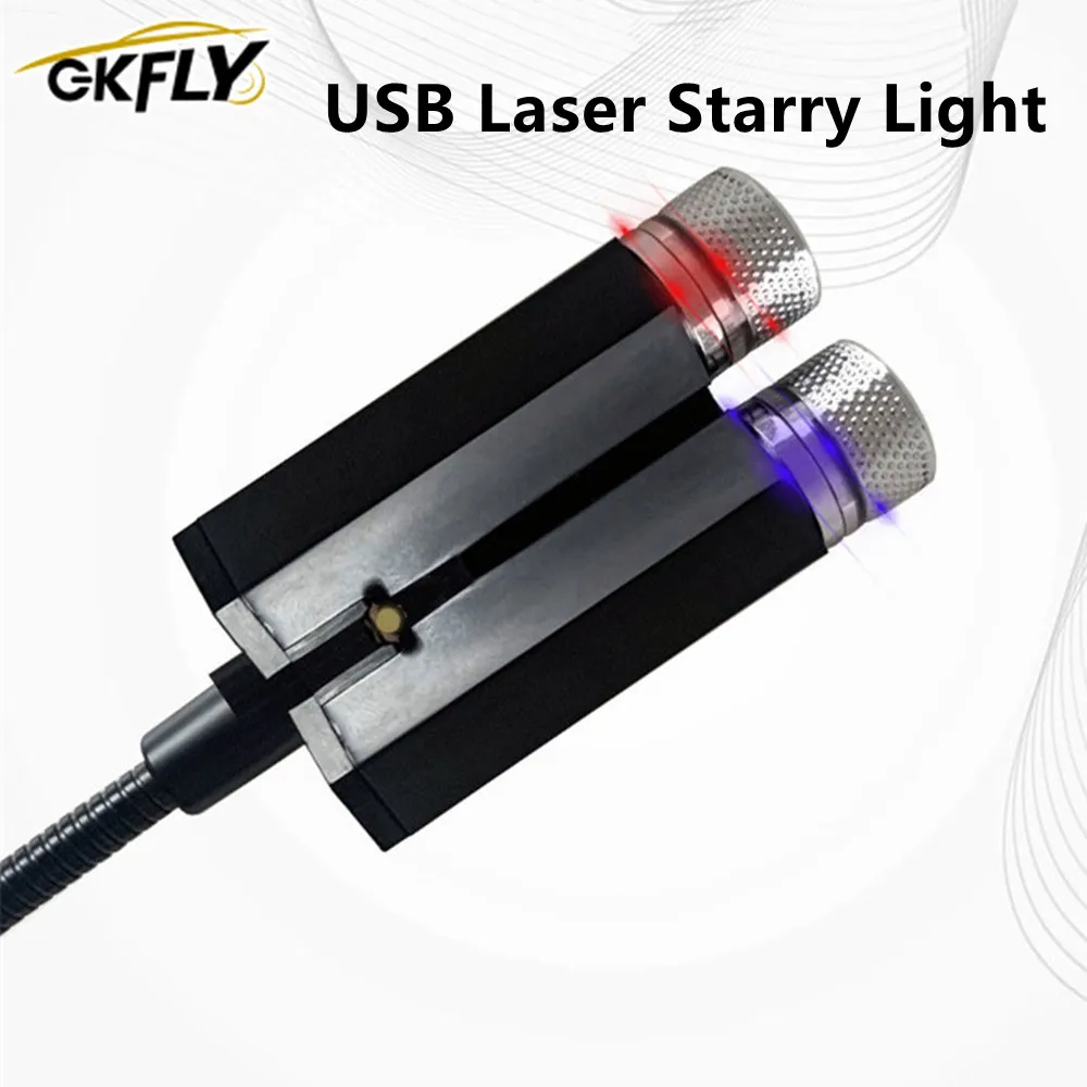 GKFLY USB Lézer Starry Light Sound Control 360 Fokos Forgatás Különböző Minta Formájú Autó Vizuális Élmény Kép 0