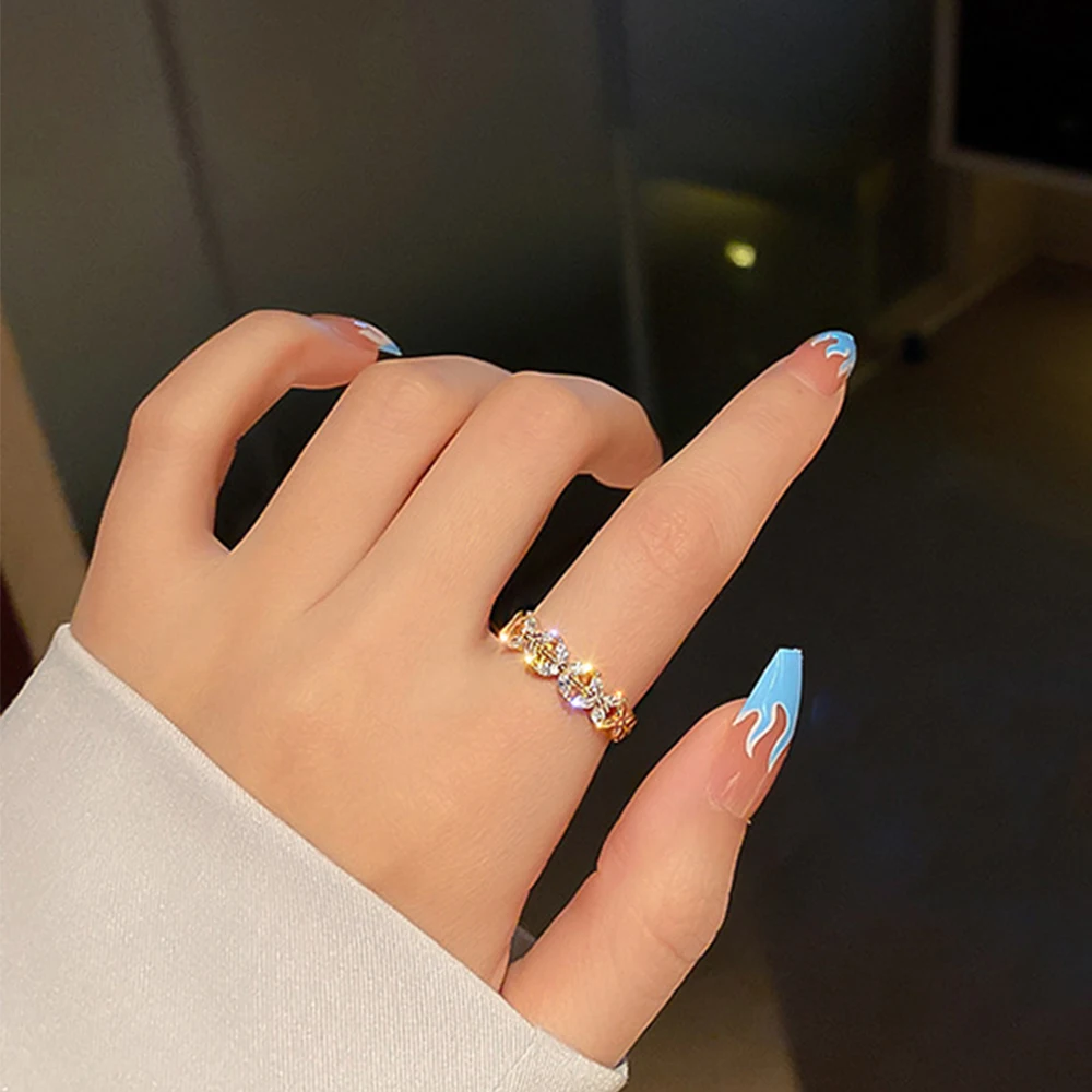 Luxus Intarziás Cirkon Pillangó Nyitó Gyűrű Női Divat, Szabálytalan Ujját Vékony Gyűrű Ajándék 2021 Női Ékszerek Fél Kép 1