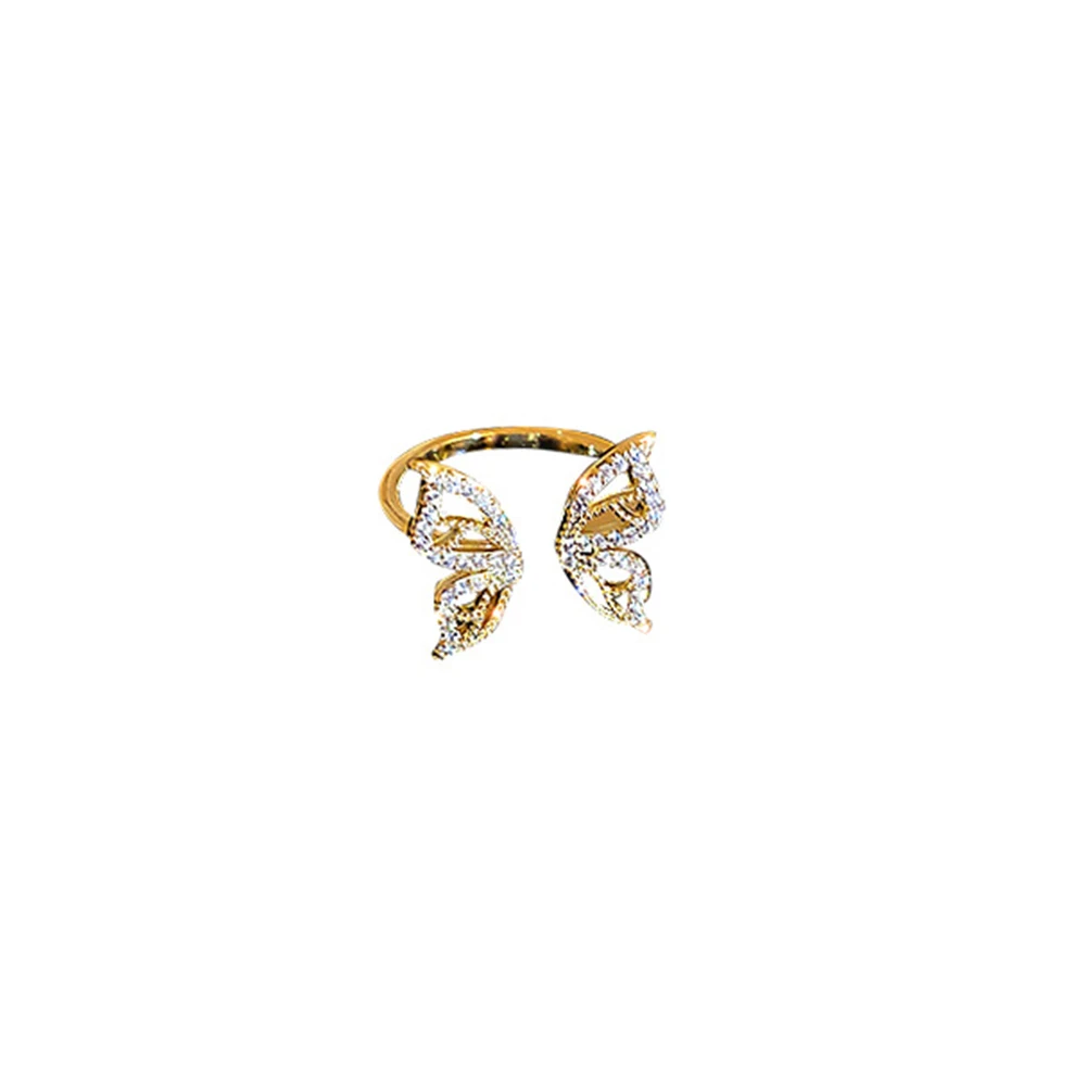 Luxus Intarziás Cirkon Pillangó Nyitó Gyűrű Női Divat, Szabálytalan Ujját Vékony Gyűrű Ajándék 2021 Női Ékszerek Fél Kép 4