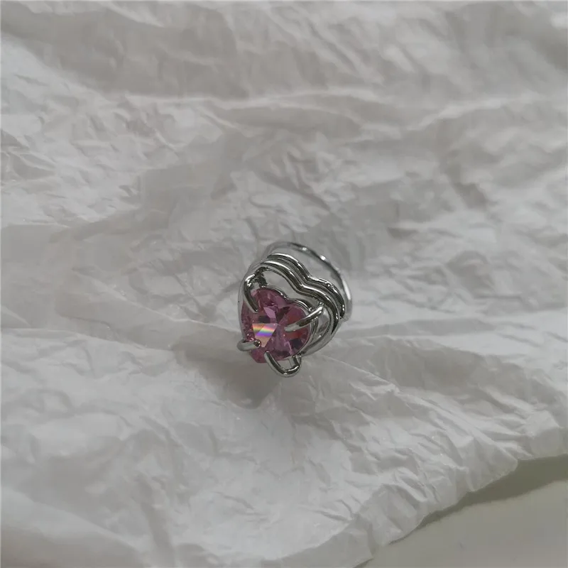 VSnow Egyedi Design Szerelmes Szív Gyöngy, Fehér, Rózsaszín Kocka Cirkon Gyűrű a Nők Üreges Ki Enghagement Gyűrűk Női Ékszerek Kép 5