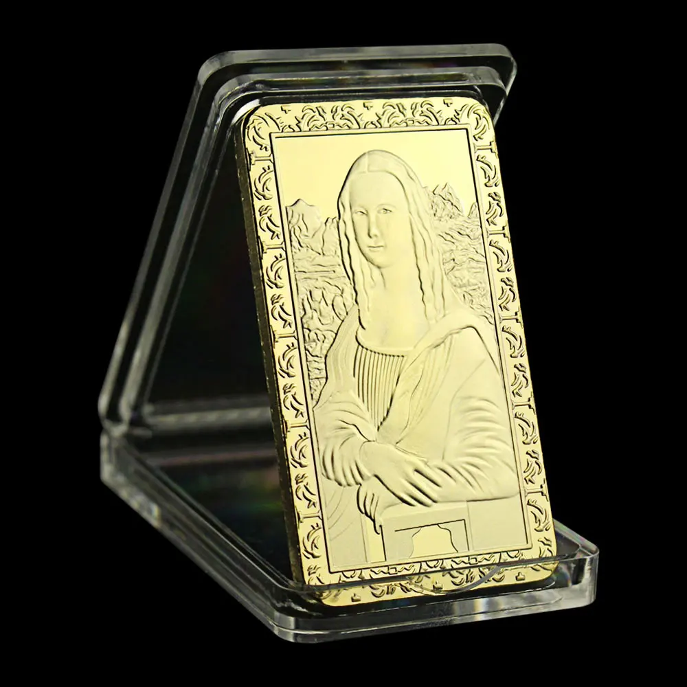 Leonardo Da Vinci Gyűjthető Ezüst Aranyozott Emlék Érme Mona Lisa Mosolya Basso-Relievo Gyűjtemény Ajándék Emlékérme Kép 3