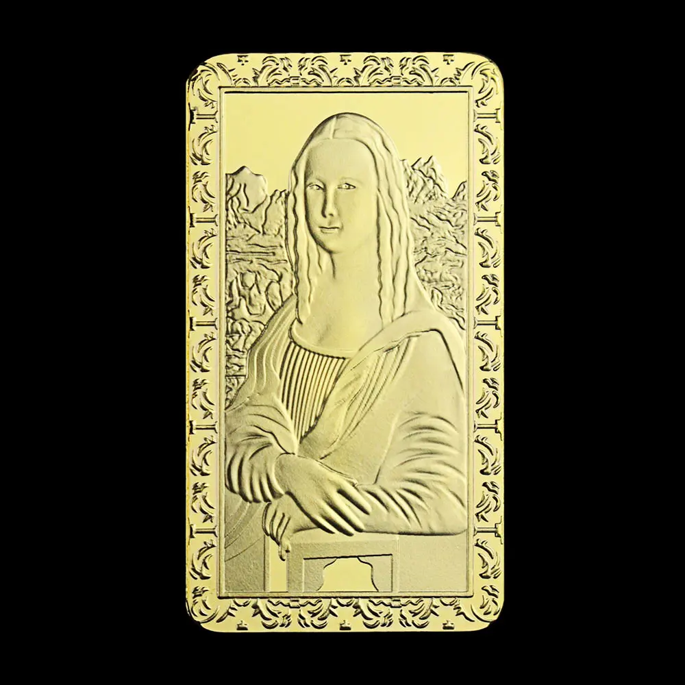 Leonardo Da Vinci Gyűjthető Ezüst Aranyozott Emlék Érme Mona Lisa Mosolya Basso-Relievo Gyűjtemény Ajándék Emlékérme Kép 5