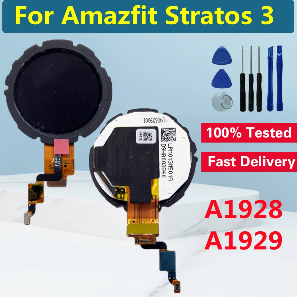 Eredeti Amazfit Stratos 3 A1928 A1929 LCD Kijelző, Touch Digitalizáló A Amazfit Stratos 3 Intelligens Karóra LCD Képernyő Cseréje Kép 0