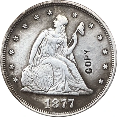1877-ben az Egyesült Államok ülve a szabadság húsz centes érmét MÁSOLAT Kép 0