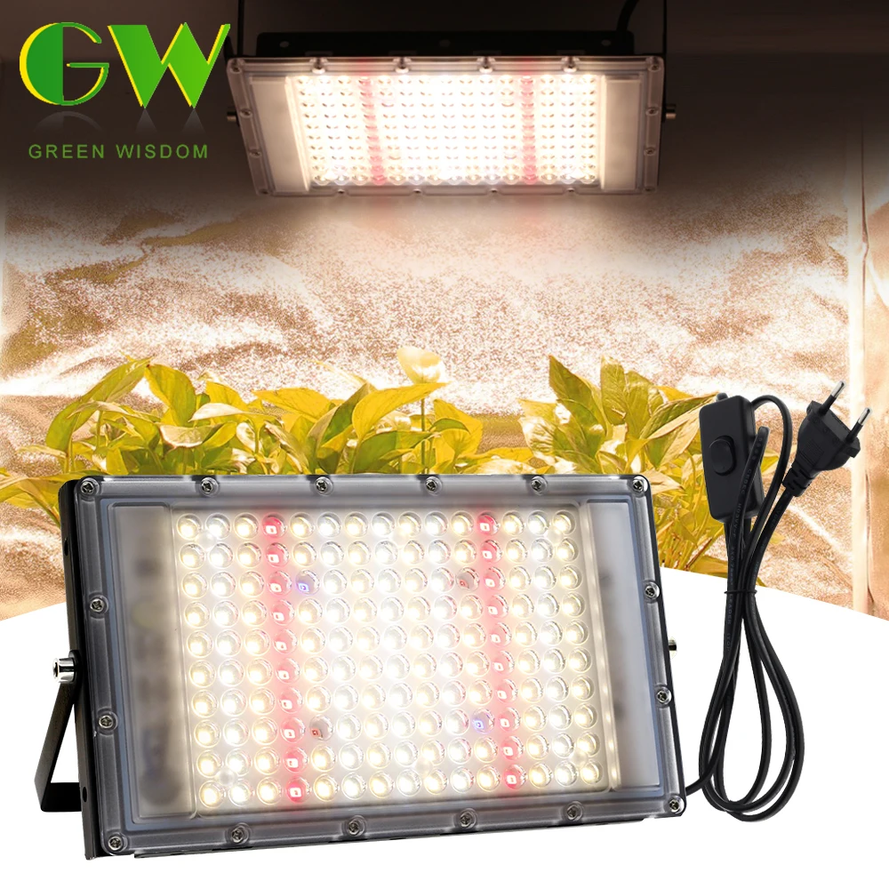 Teljes Spektrumú Nő LED Lámpa 50W 100W 150W Növény Lámpa + EU Plug Napfény Növény Lámpa Üvegház, Fedett Zöldség, meg Virágzik Kép 0