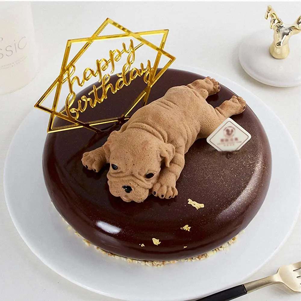 3D Shar Pei Kutya Szilikon öntőforma Sütés Mousse Torta Mopsz Kiskutya Születésnap Kezeli Csokoládé Szirup Fondant Penész Puding Készítése Kép 4