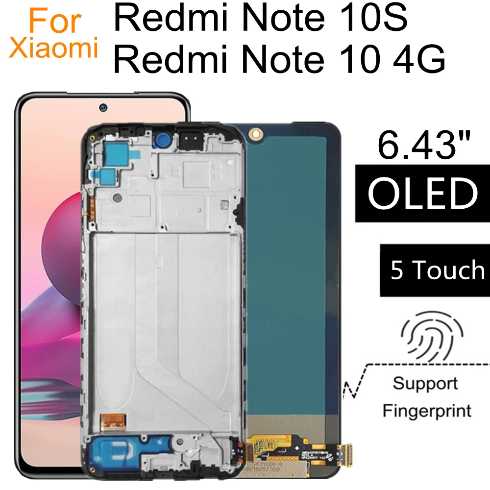 A XIAOMI Redmi Megjegyzés 10/Note10 4G OLED LCD Kijelző érintőképernyő Digitizer Csere A Redmi Megjegyzés 10s M2101K7AI M2101K7AG Kép 0